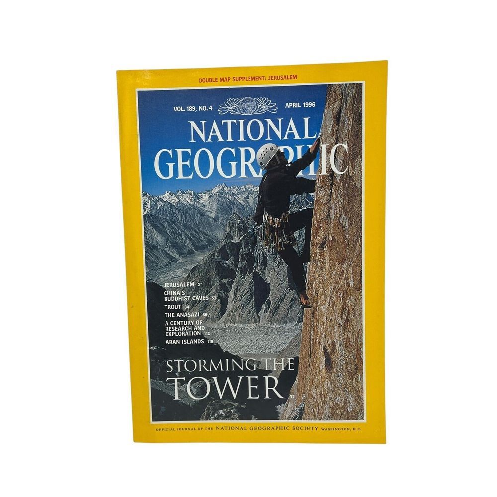 National Geographic Magazine April 1996 Jerusalem China Buddhist Trout Anasazi